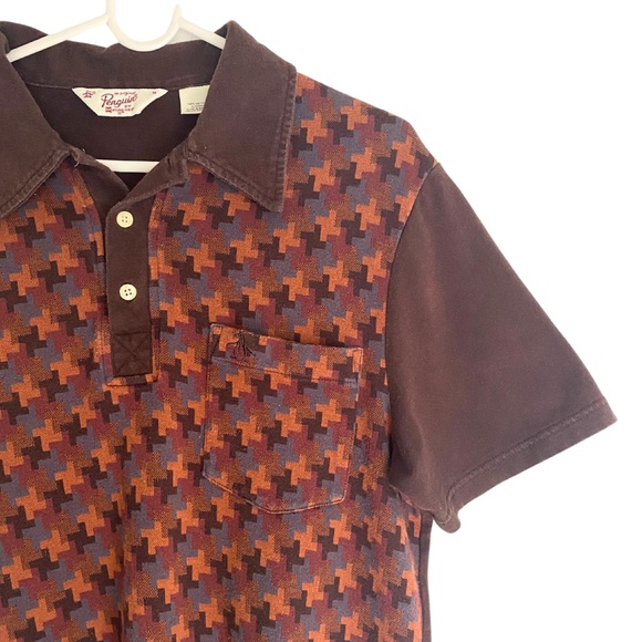 Men's Brown Original Penguin MCM Retro Patterned Polo Shirt - Medium - Picture 5 of 12